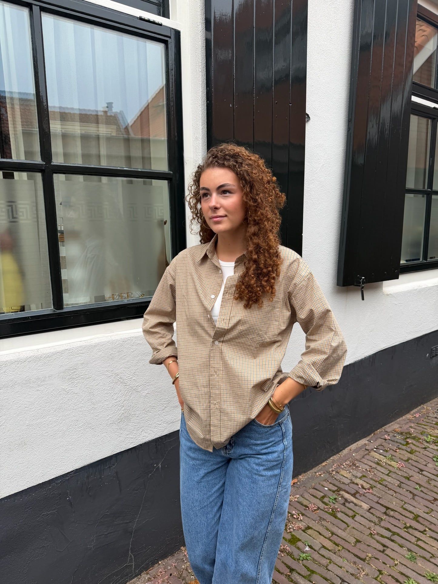 Blouse Joelle Check Beige voor dames