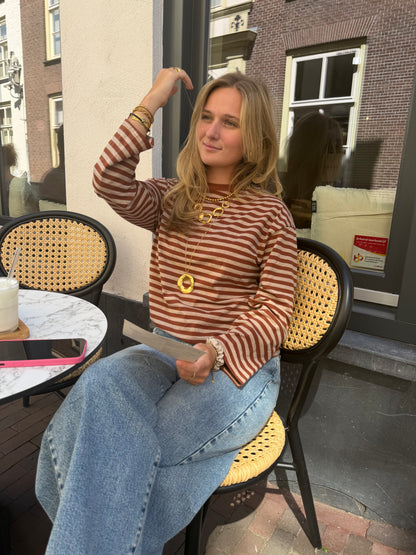 Longsleeve Stripes Caramel voor dames
