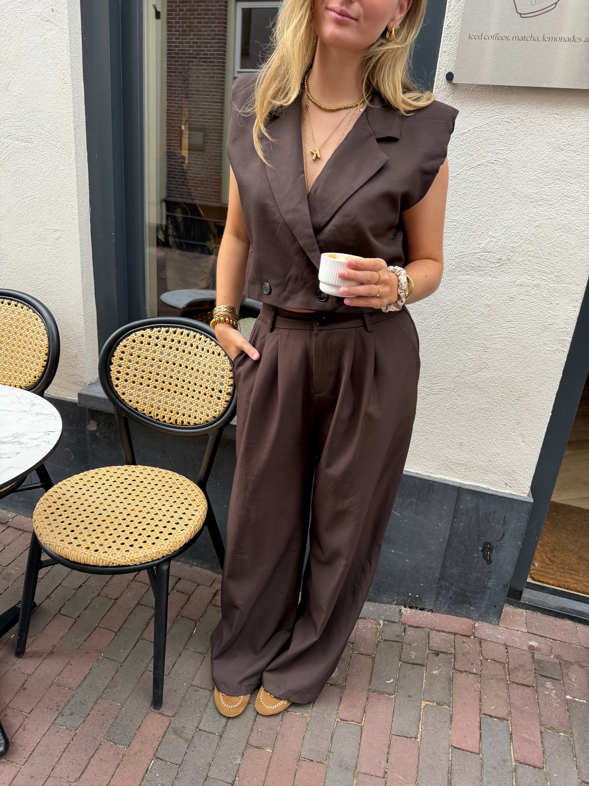 Gilet Isabel Cropped Brown voor dames