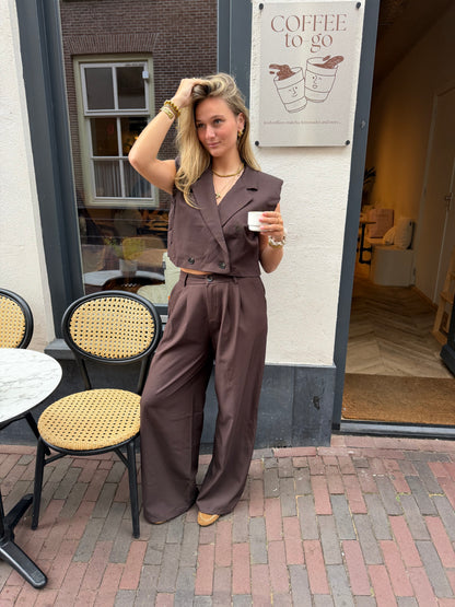Pants Isabel Wide Leg Brown voor dames