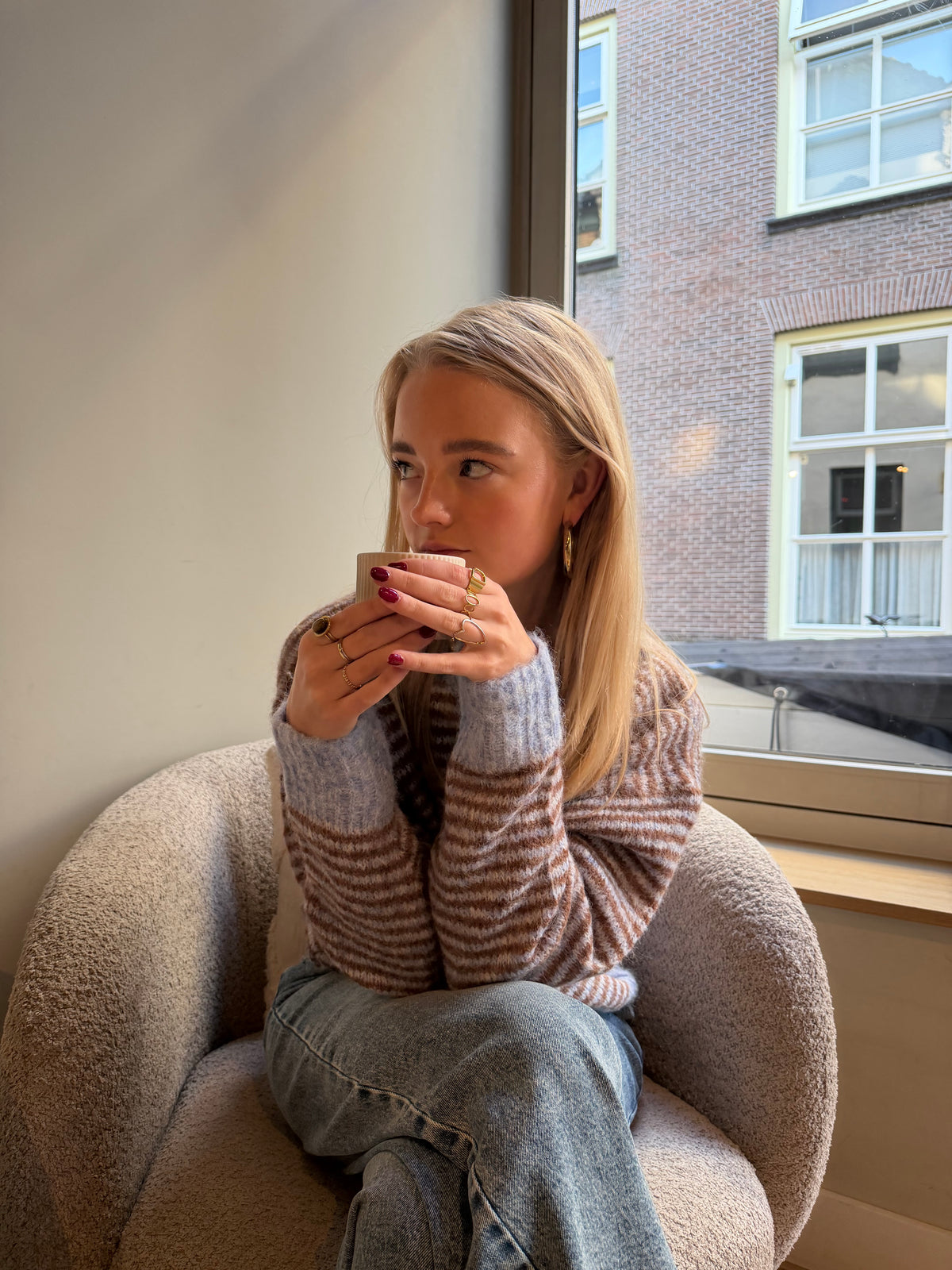 Knit Tina Stripe Blue voor dames