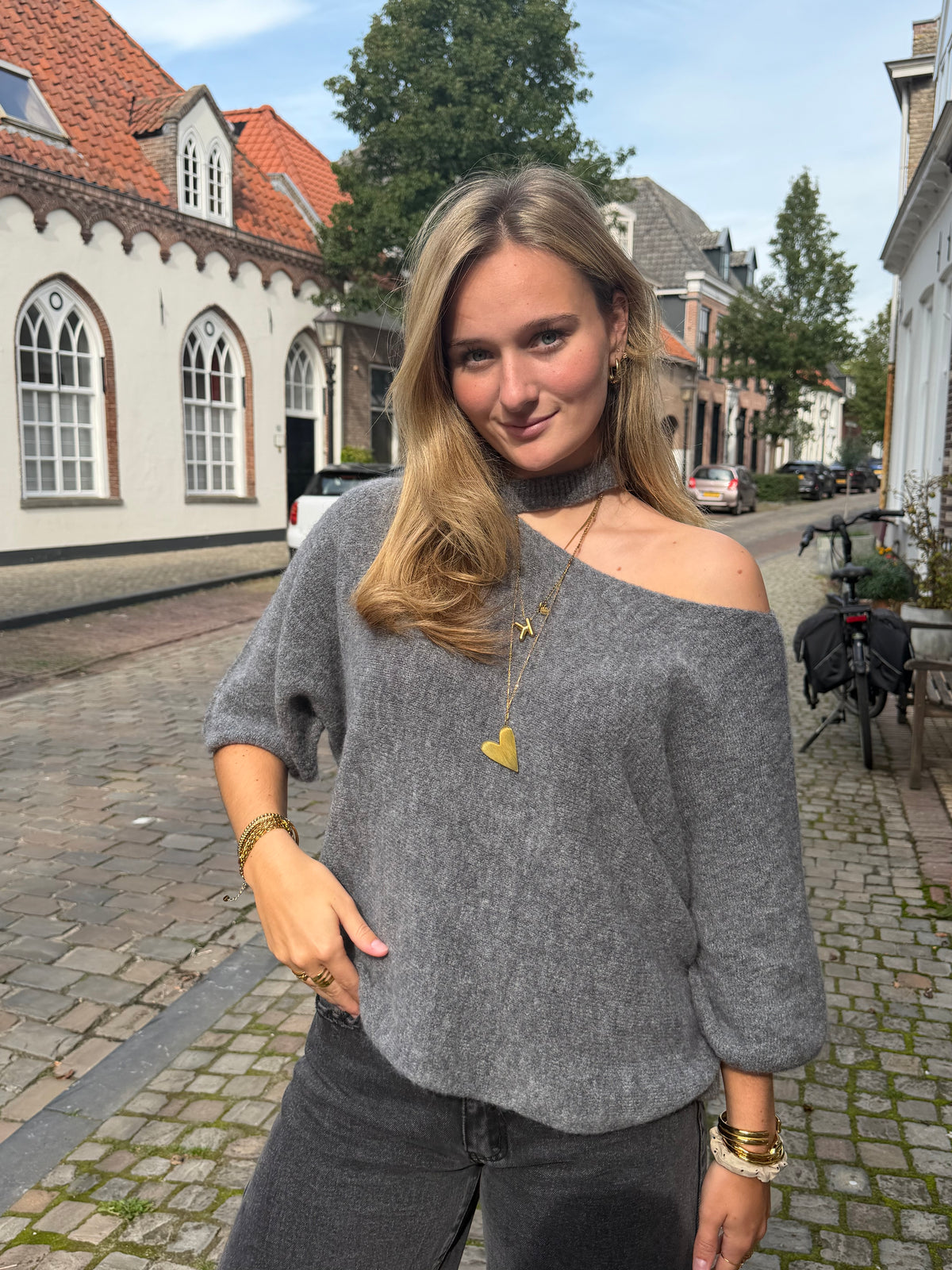 Knit Fleur Choker Grey voor dames