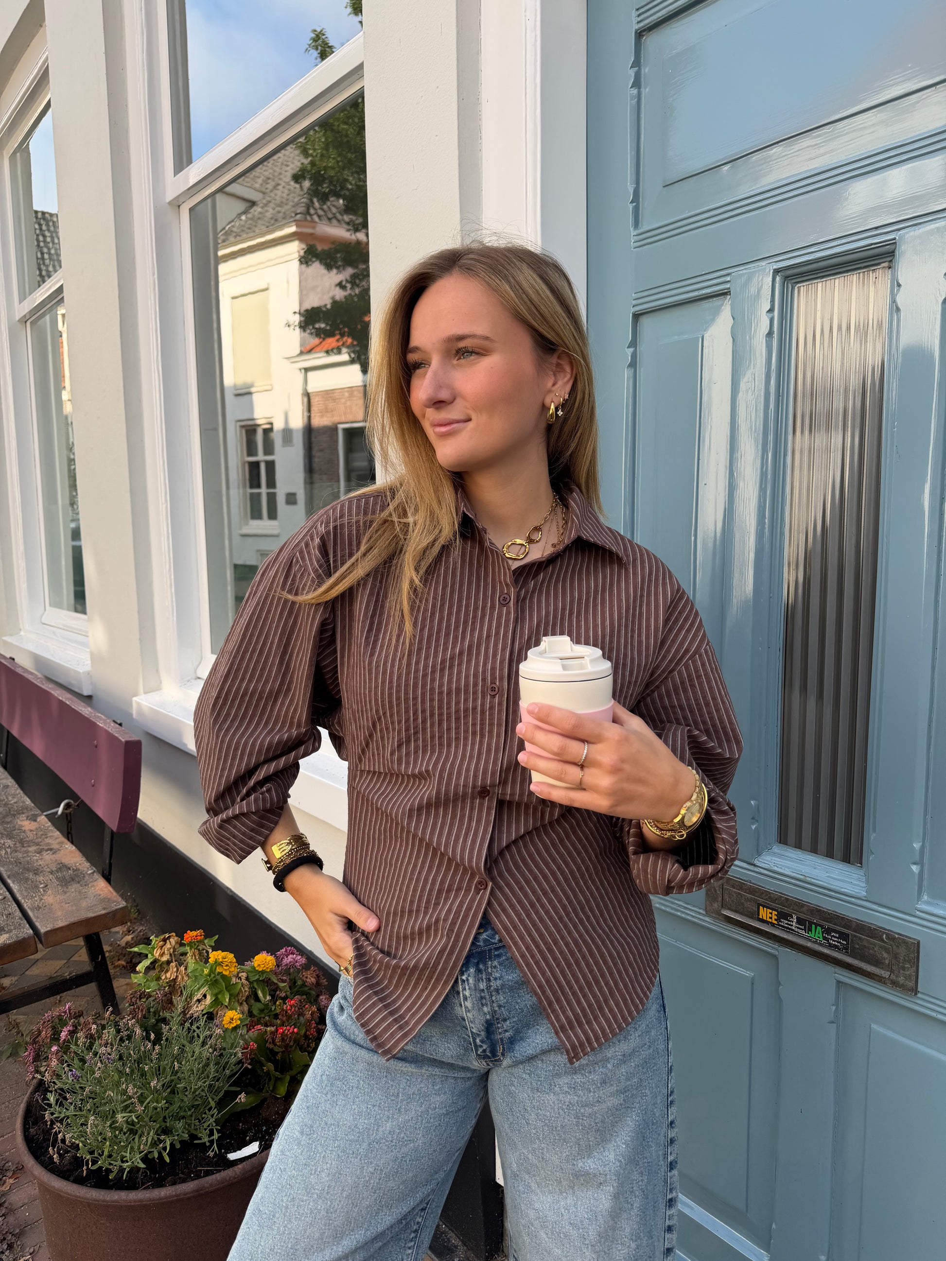 Blouse Lima Stripe Brown voor dames
