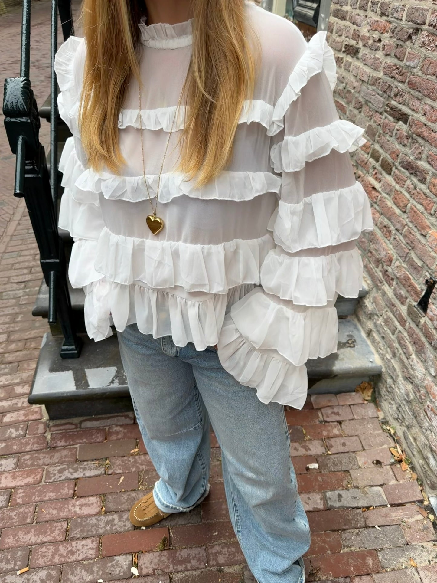 Blouse Saar Ruffle White voor dames