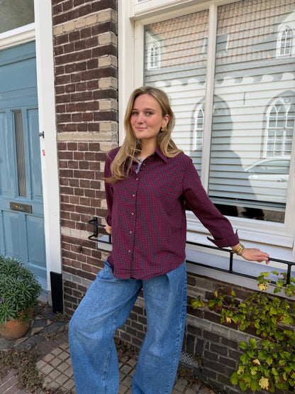 Blouse Ruby Check Bordeaux voor dames