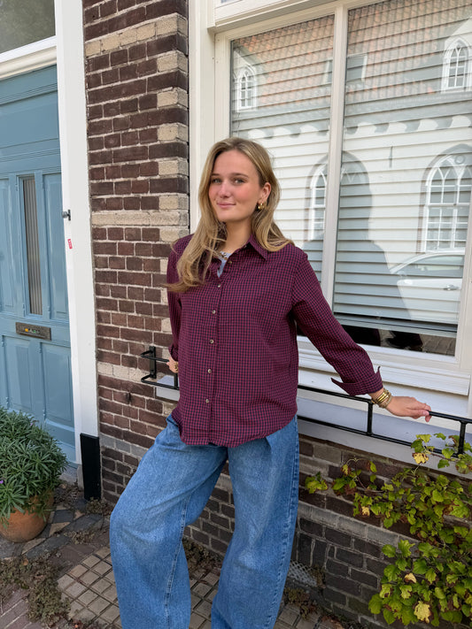 Blouse Ruby Check Bordeaux voor dames