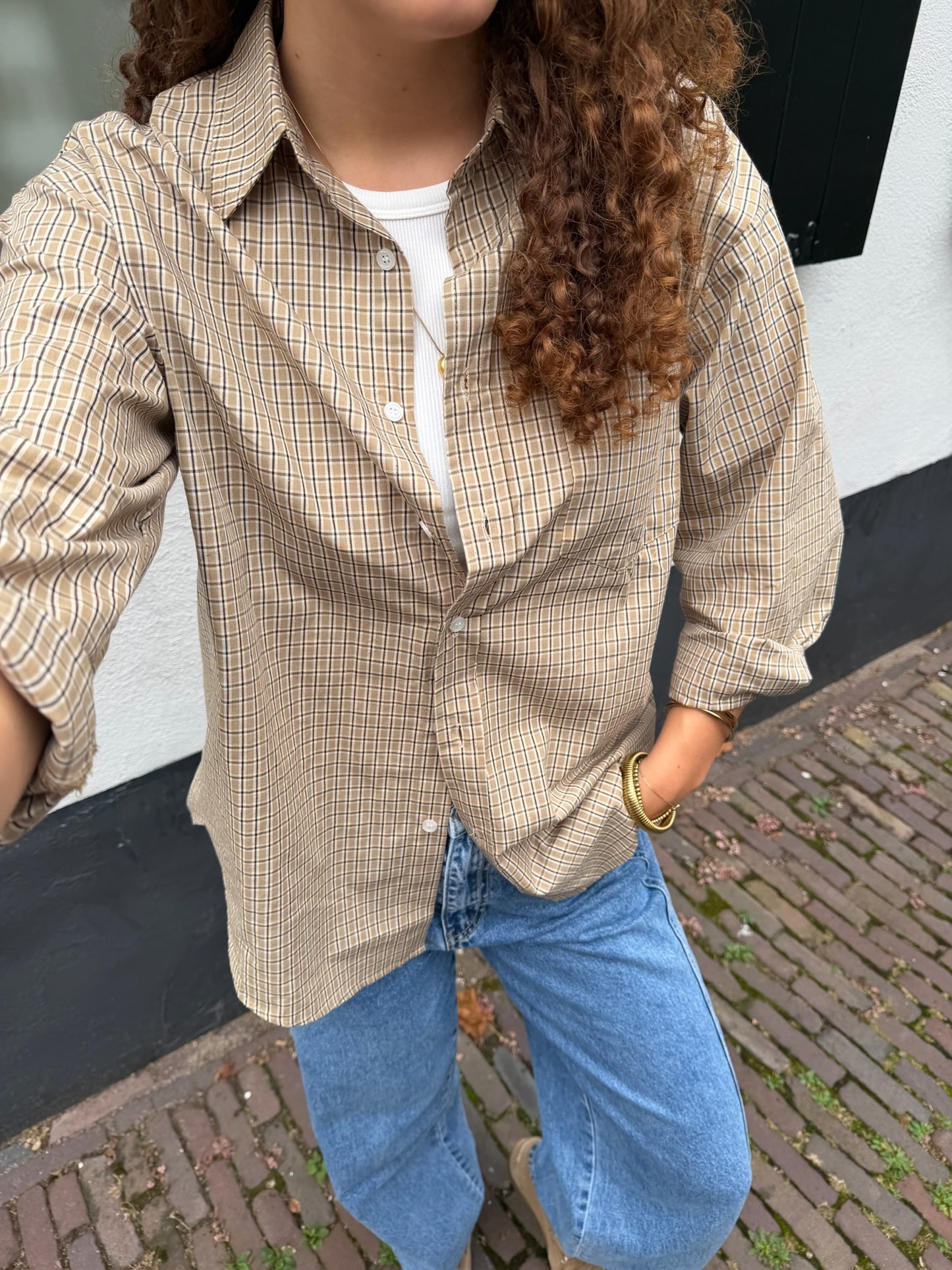 Blouse Joelle Check Beige voor dames