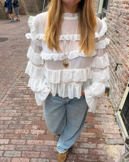 Blouse Saar Ruffle White voor dames