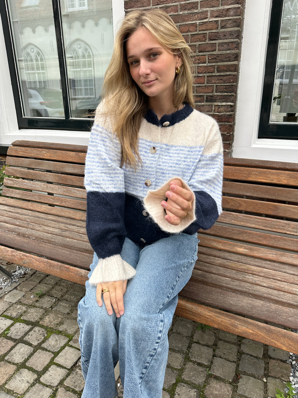 Cardigan Lissa Stripe Blue voor dames