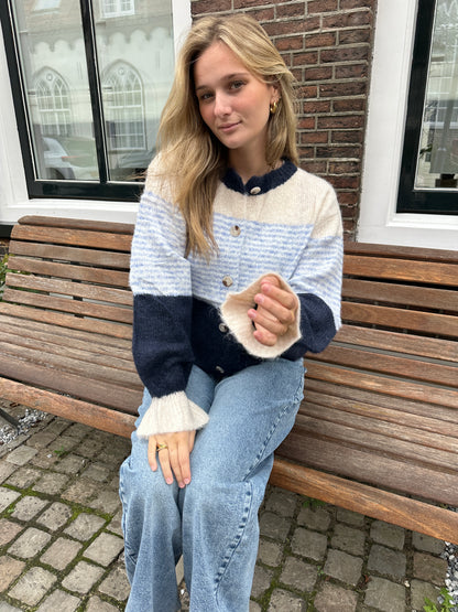 Cardigan Lissa Stripe Blue voor dames