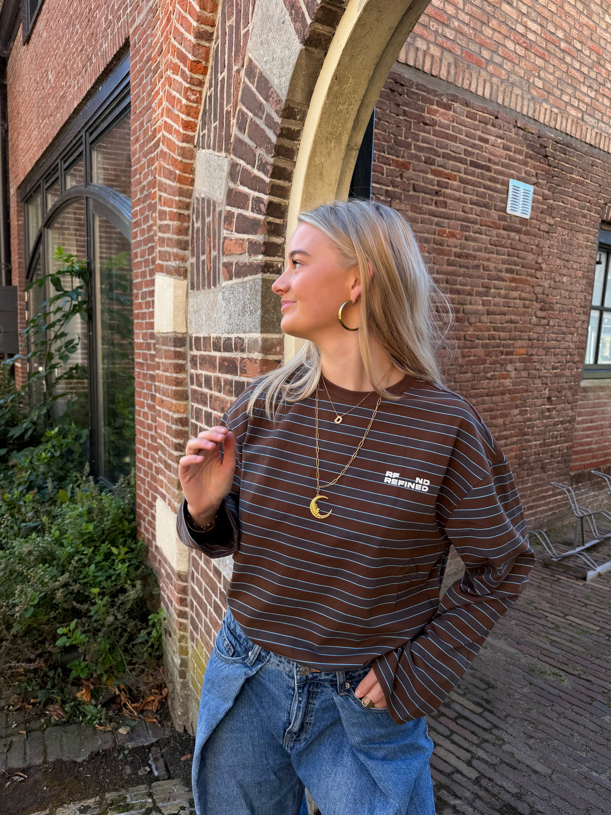 Longsleeve Amelie Stripe Brown voor dames