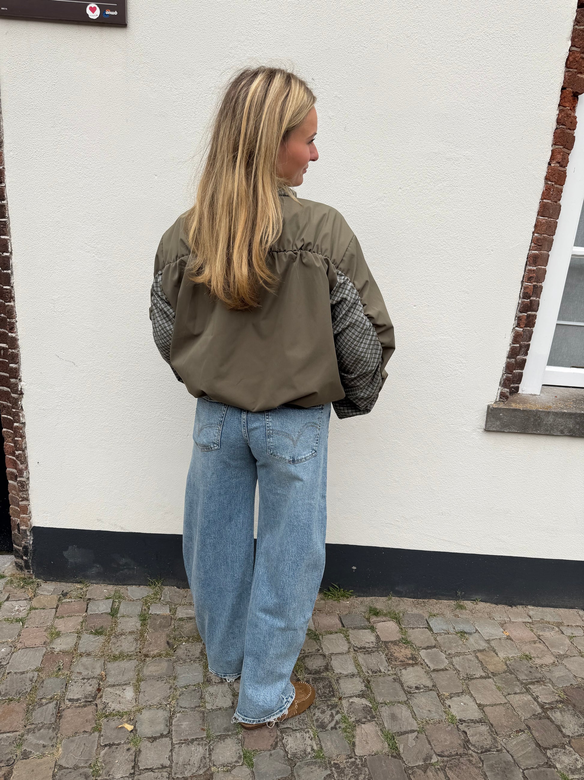 Jacket Wies Check Army Green voor dames