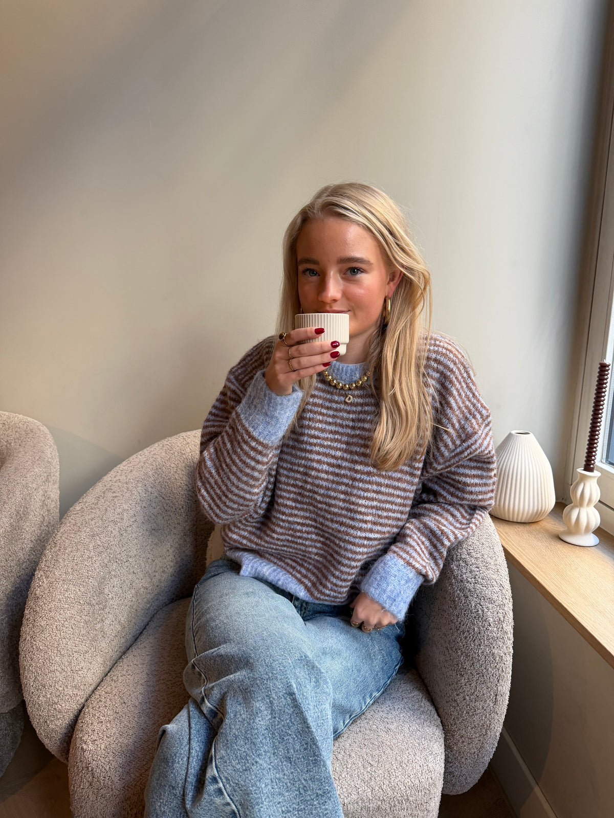 Knit Tina Stripe Blue voor dames
