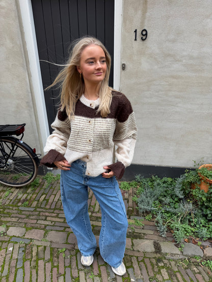 Cardigan Lissa Stripe Brown voor dames