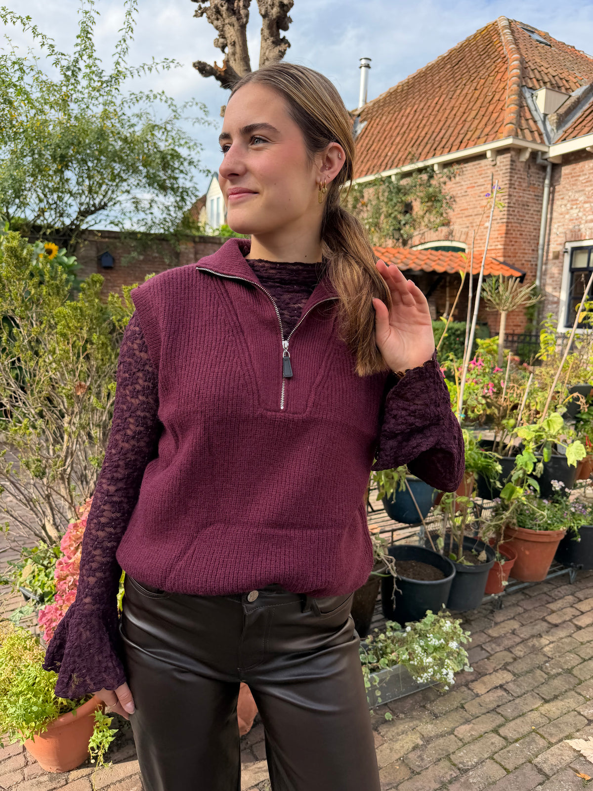 Top Skye Lace Bordeaux voor dames