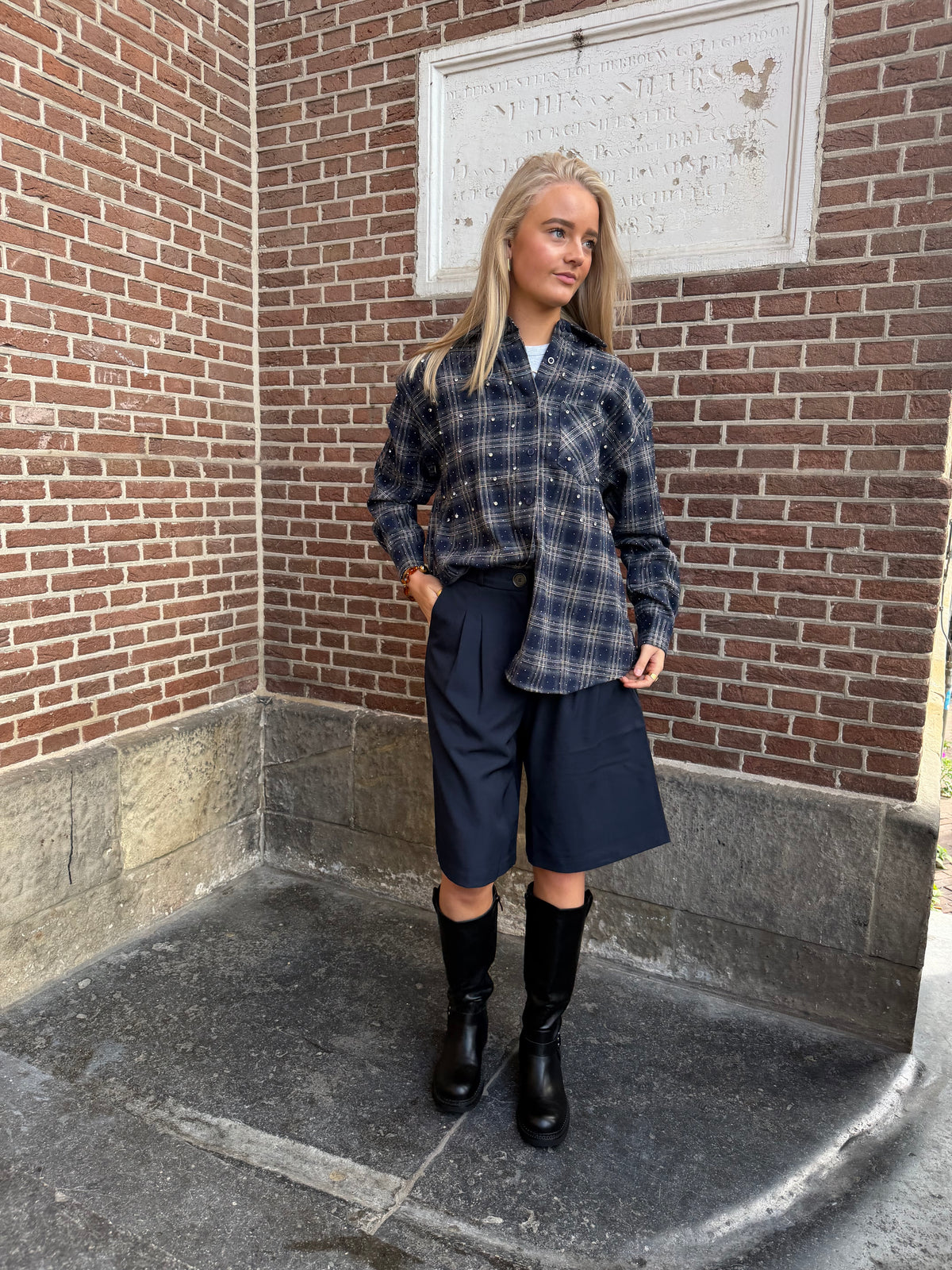 Blouse Spark Check Blue voor dames