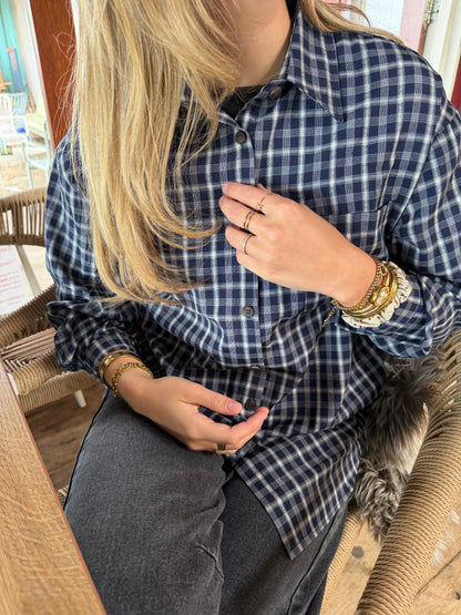 Blouse Daisy Check Navy voor dames