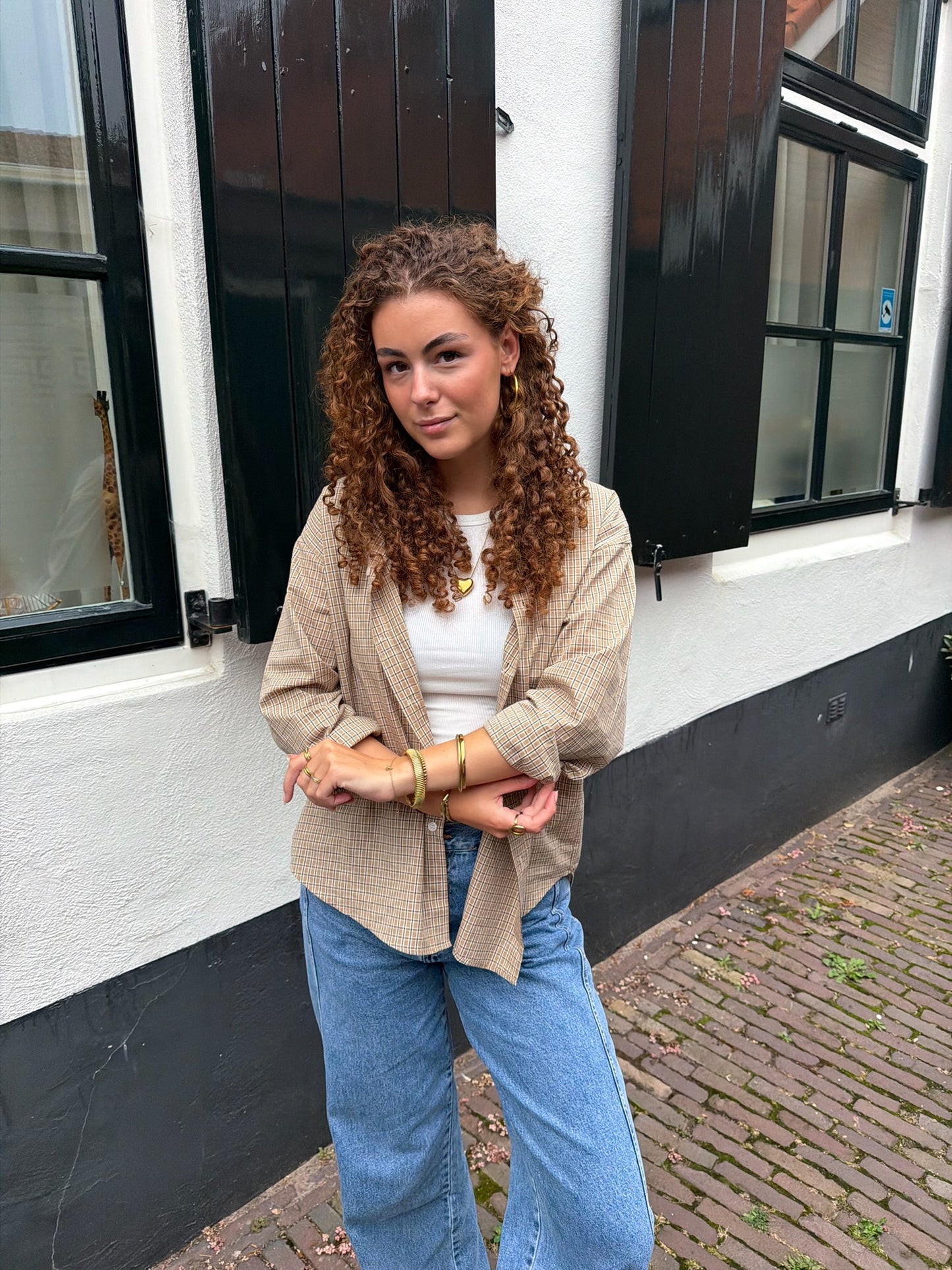 Blouse Joelle Check Beige voor dames