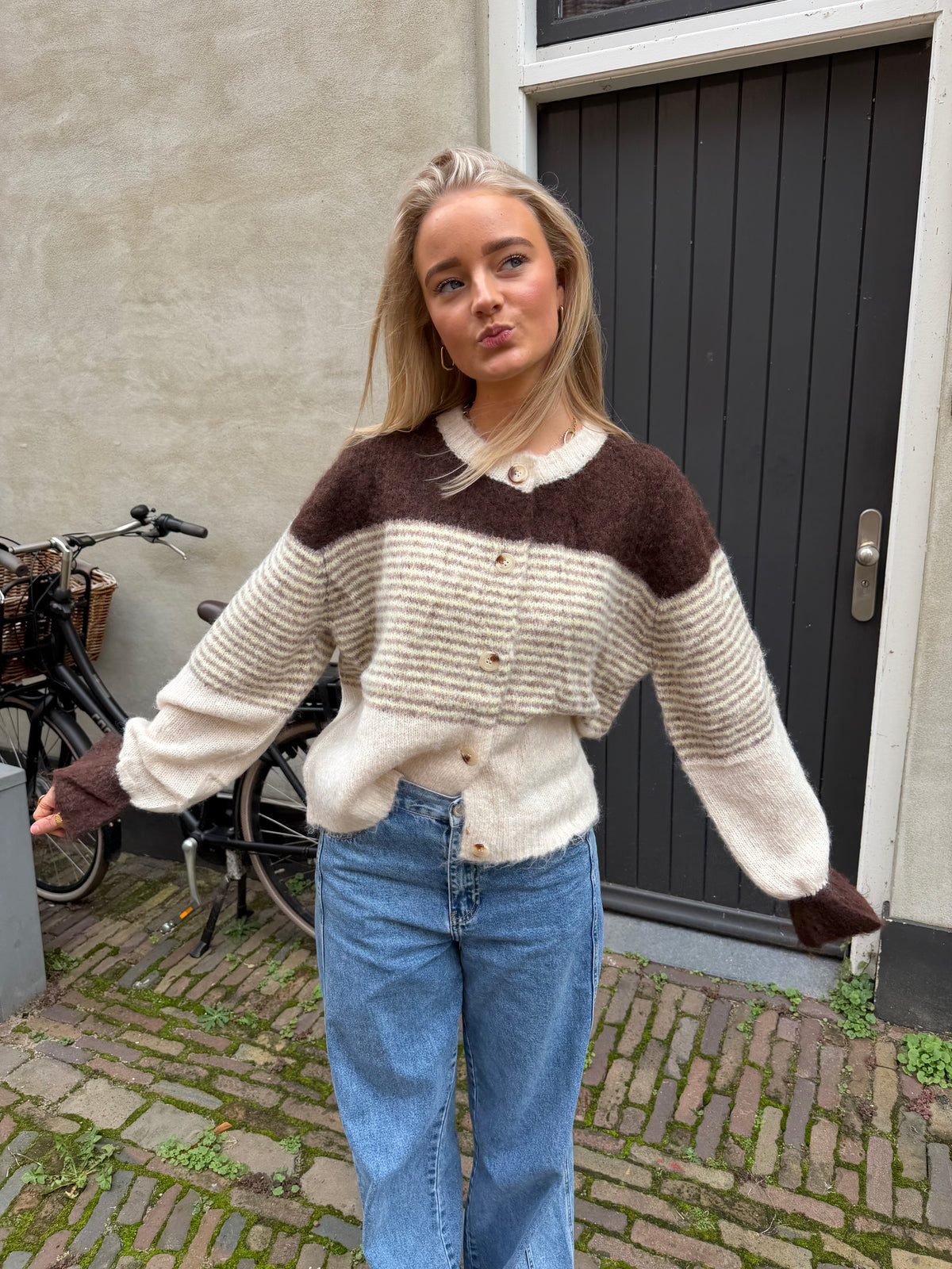 Cardigan Lissa Stripe Brown voor dames
