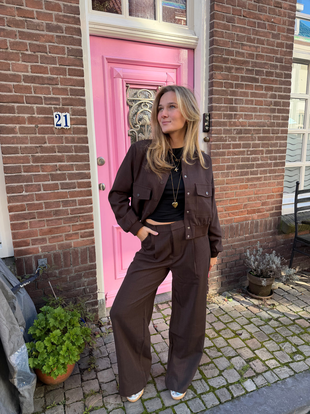 Jacket Garwin Button Brown voor dames