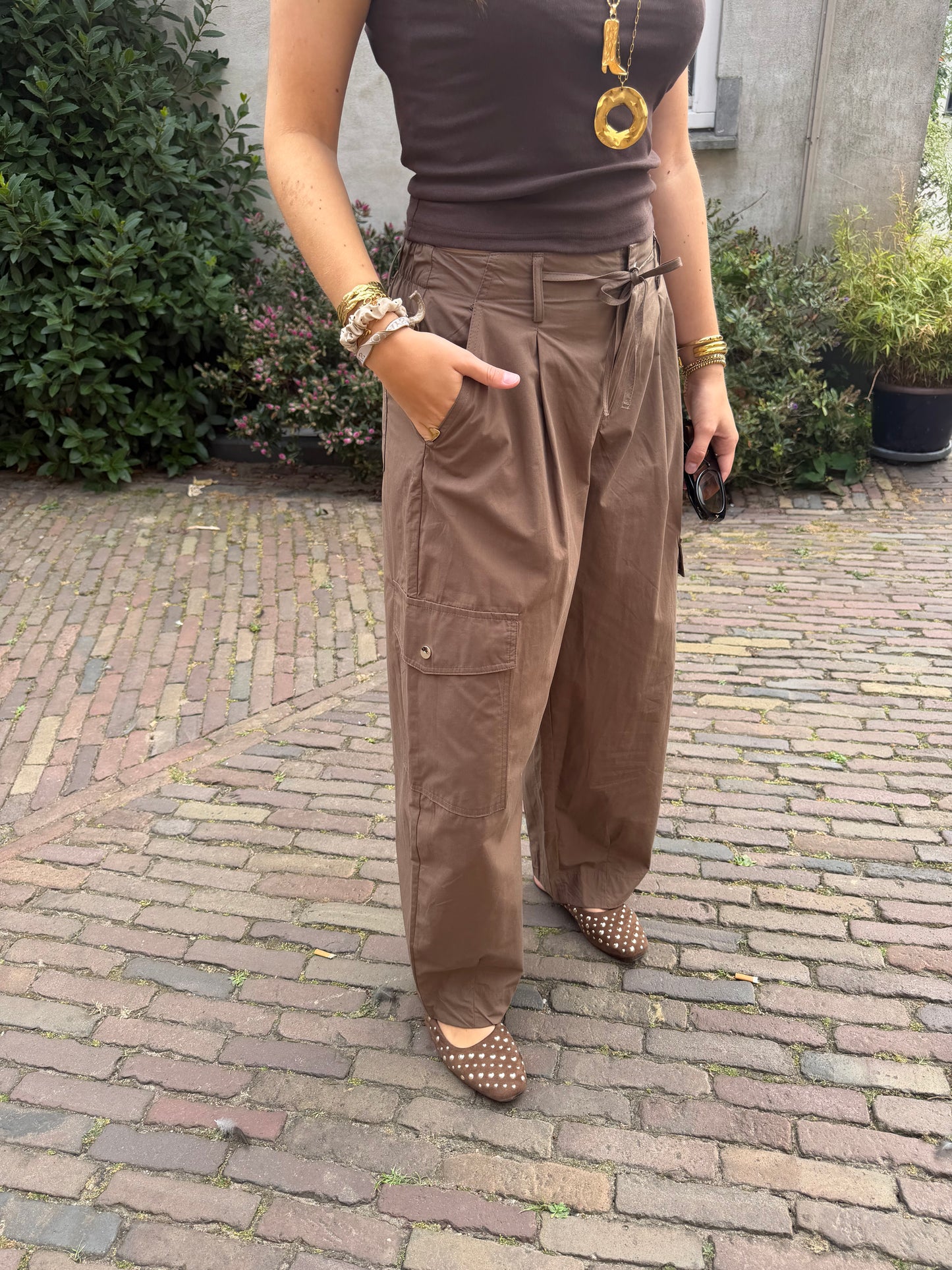 Pants Roos Cargo Brown voor dames
