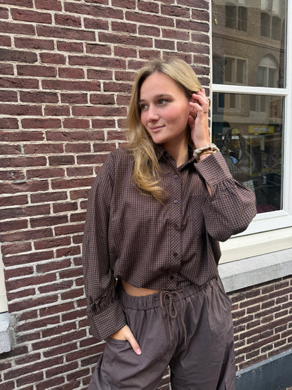 Blouse Feline Check Brown voor dames