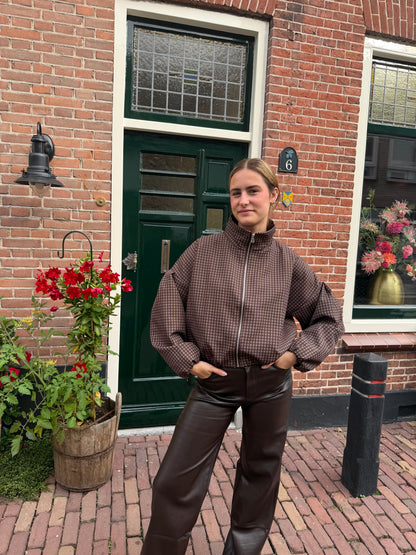 Pants Sanne Leather Look Brown voor dames