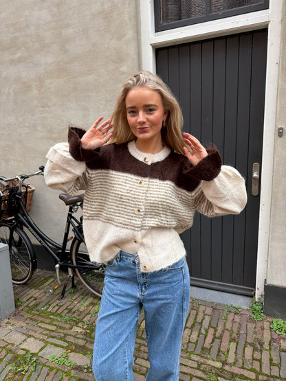 Cardigan Lissa Stripe Brown voor dames