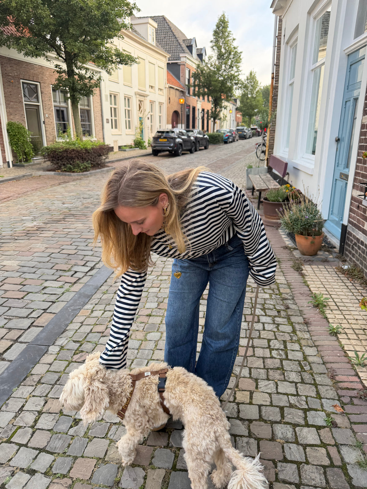 Longsleeve Stripe White Blue voor dames