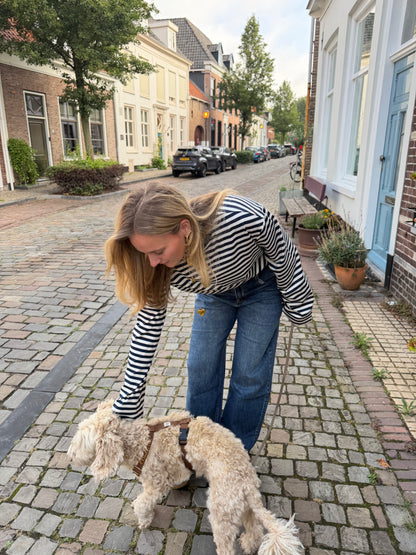 Longsleeve Stripe White Blue voor dames