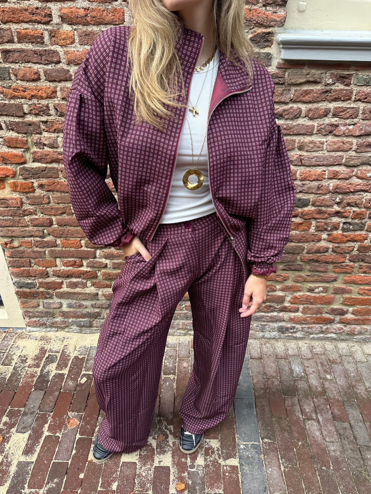 Jacket Julia Check Bordeaux voor dames