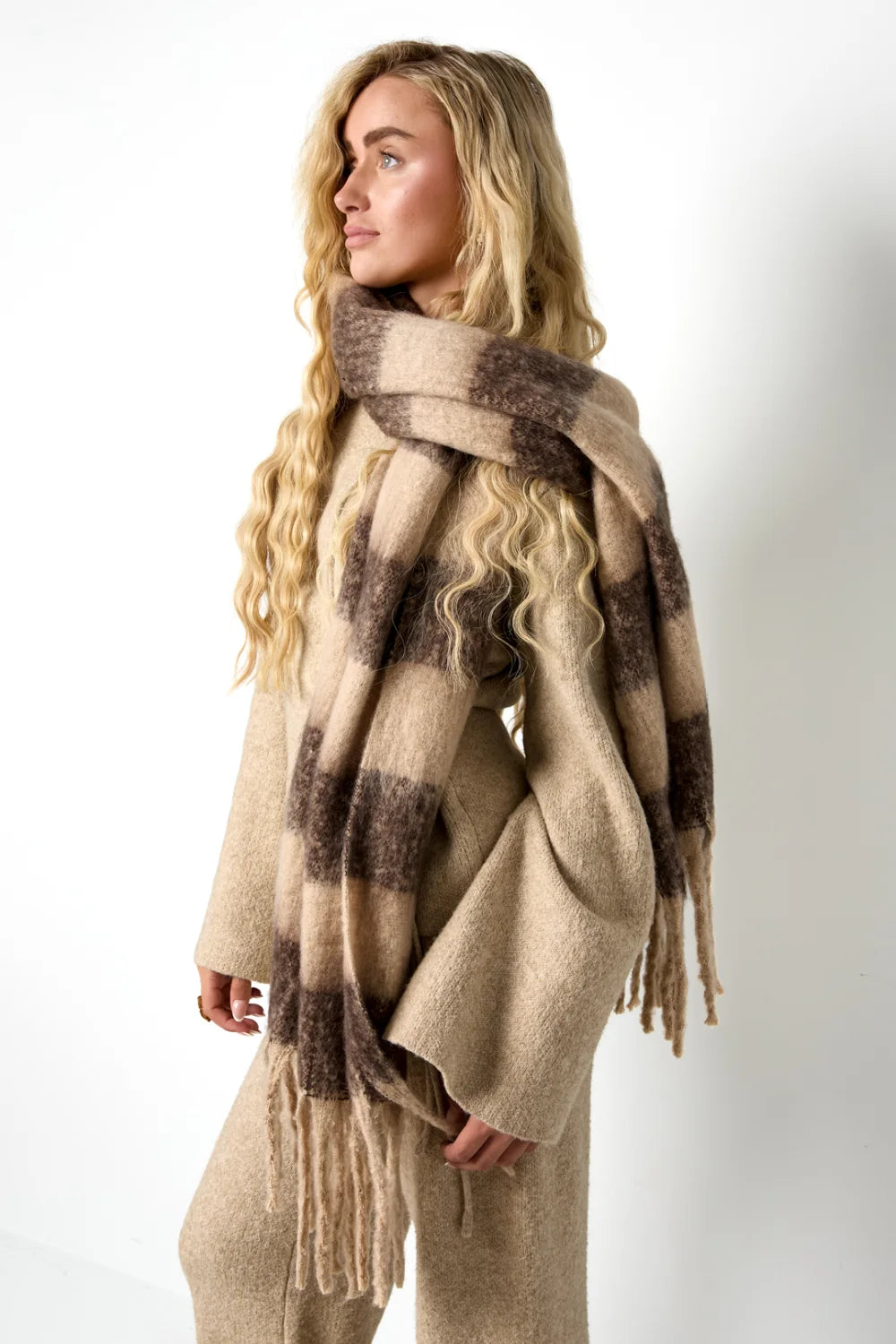 Scarf Stripe Knit Brown voor dames