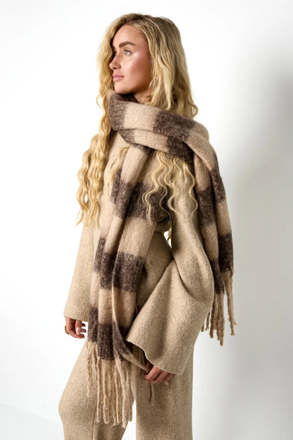 Scarf Stripe Knit Brown voor dames