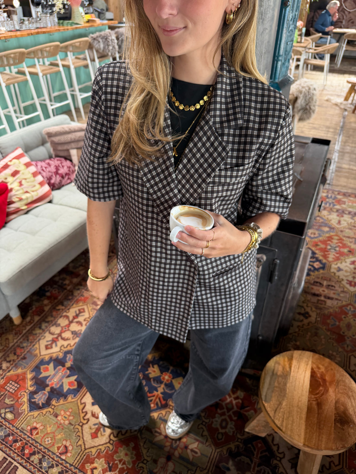 Blazer Levy Check Black voor dames