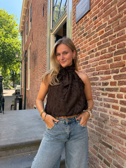Top Halter Feather Brown voor dames