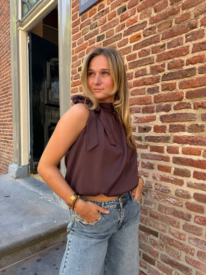 Top Halter Satin Bordeaux voor dames