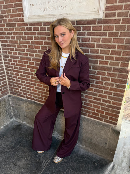 Pants Lauren Wide Leg Bordeaux voor dames