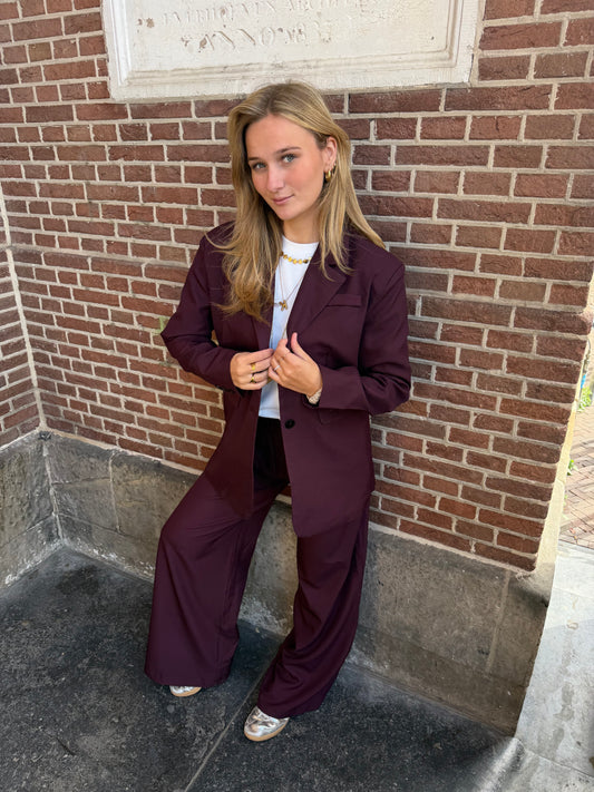 Pants Lauren Wide Leg Bordeaux voor dames