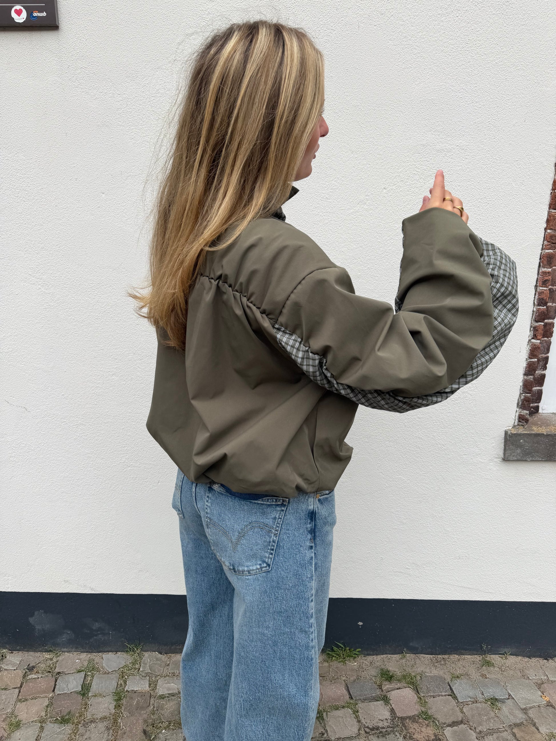 Jacket Wies Check Army Green voor dames
