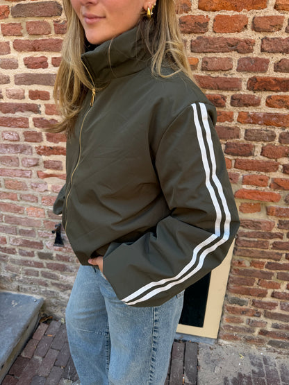 Jacket Indy Stripe Army Green voor dames