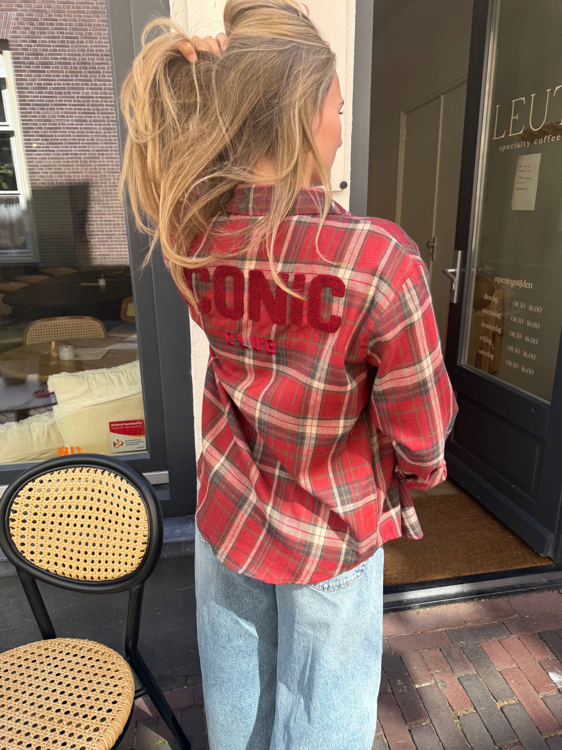 Blouse Iconic Check Bordeaux voor dames