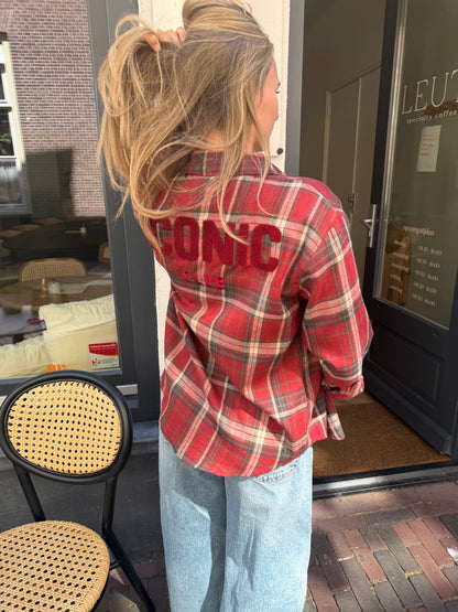 Blouse Iconic Check Bordeaux voor dames