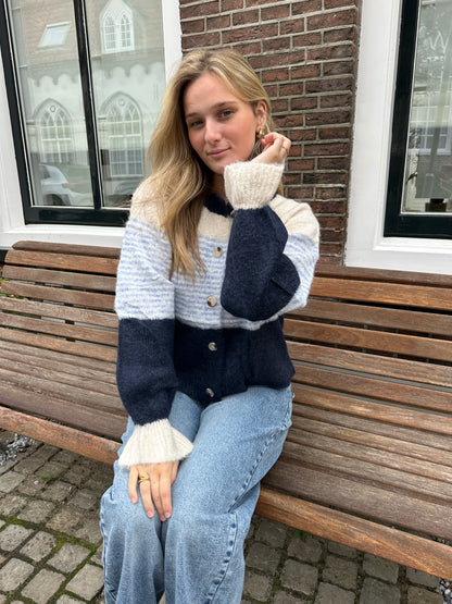 Cardigan Lissa Stripe Blue voor dames