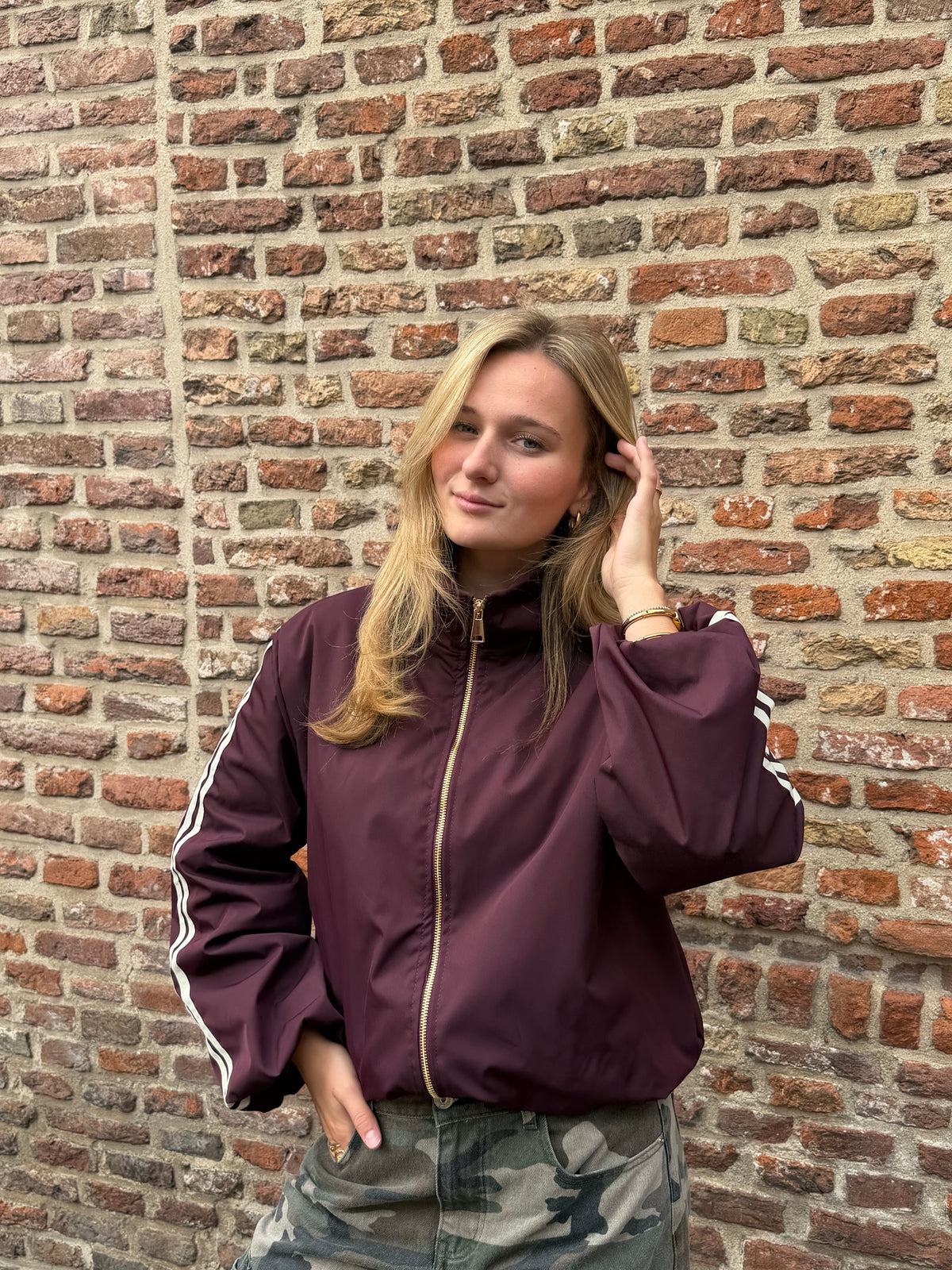 Jacket Indy Stripe Bordeaux voor dames