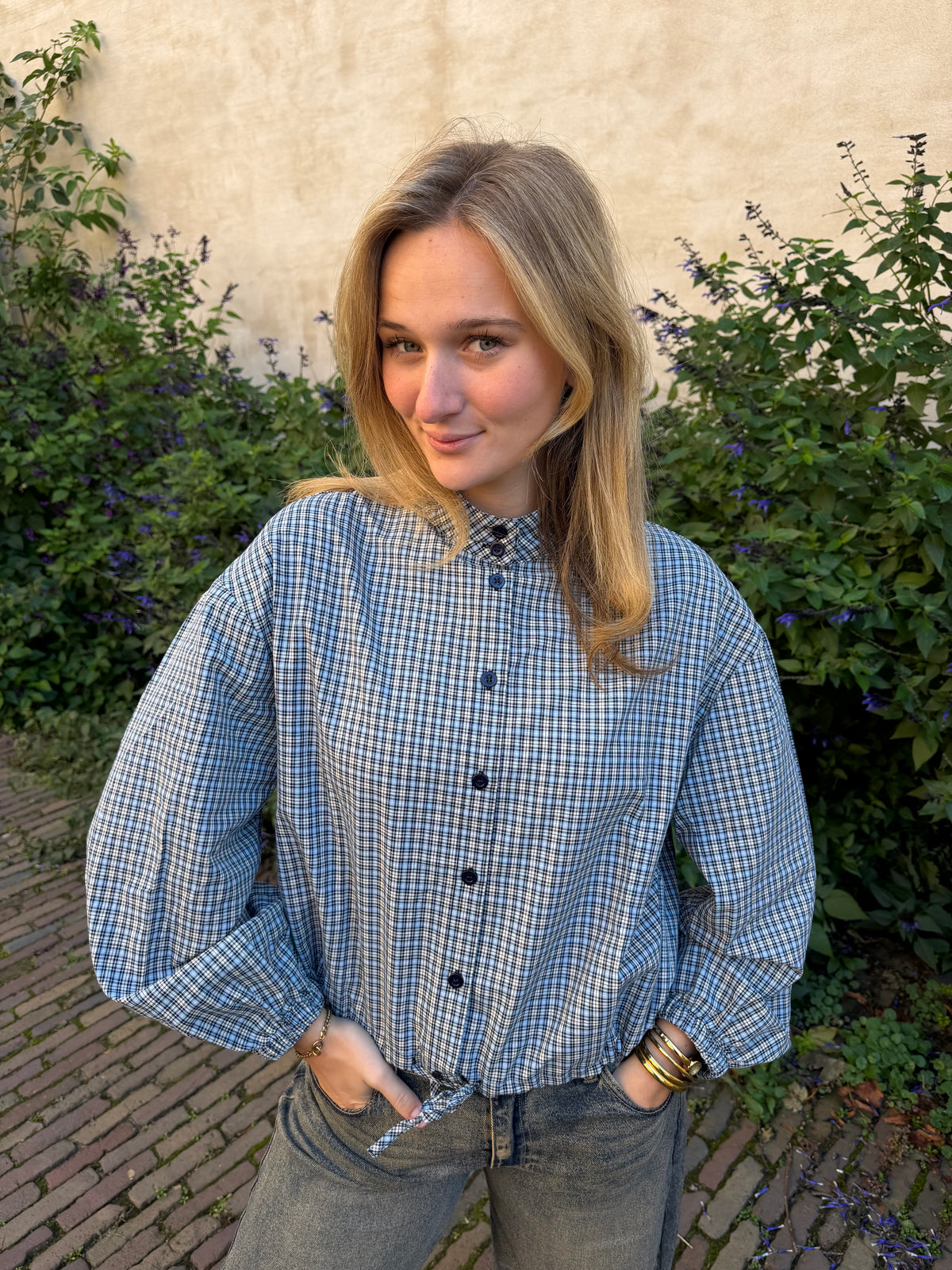 Blouse Vilfred Check Blue voor dames