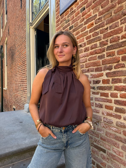 Top Halter Satin Bordeaux voor dames