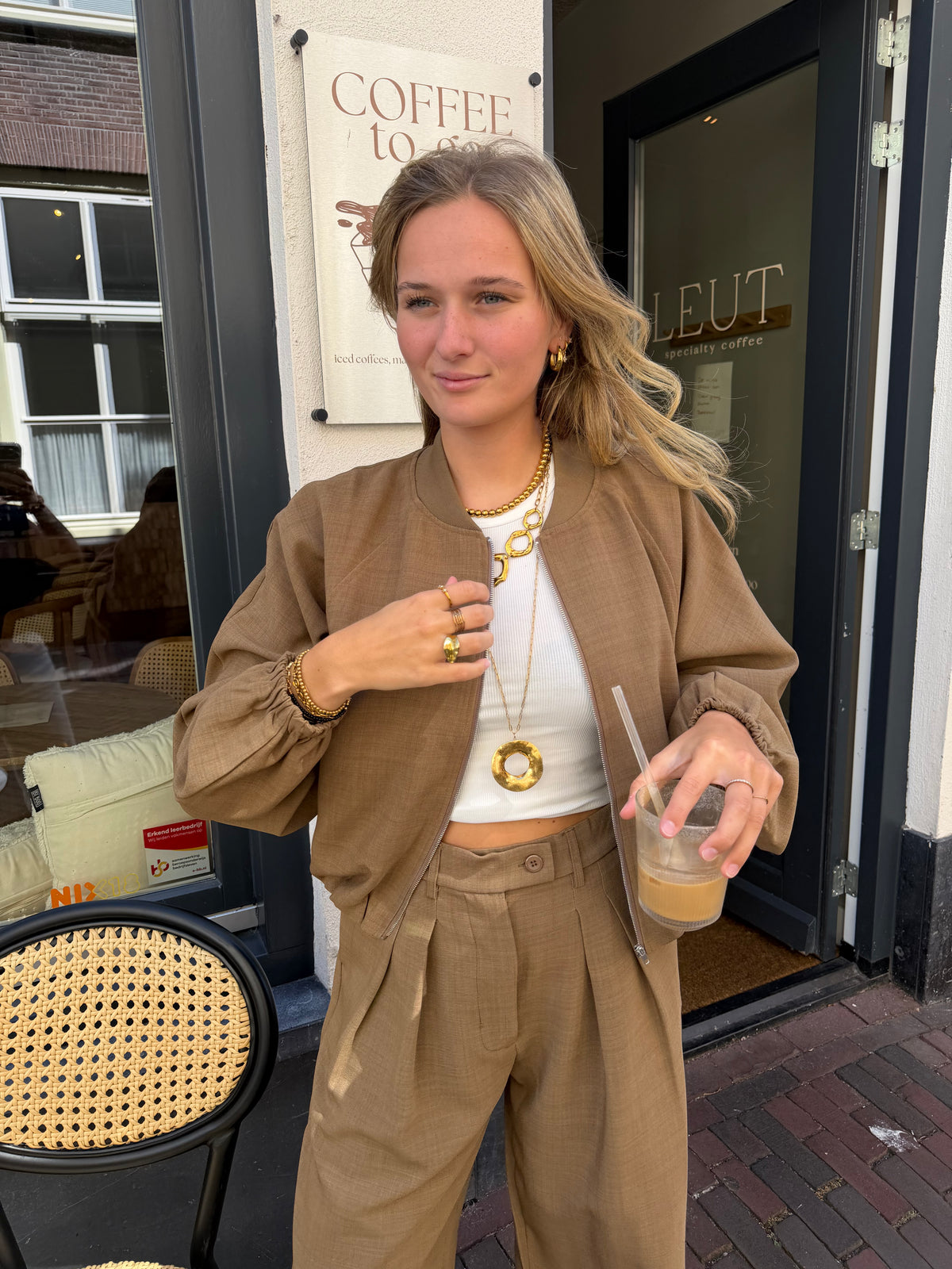 Jacket Garwin Zipper Sand voor dames