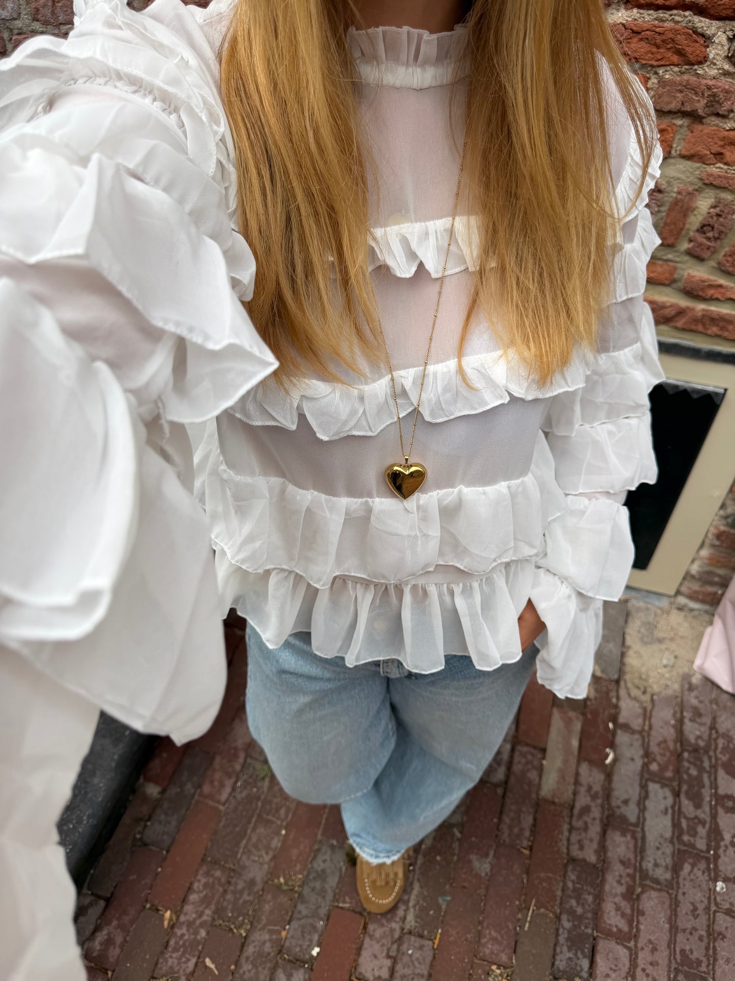 Blouse Saar Ruffle White voor dames