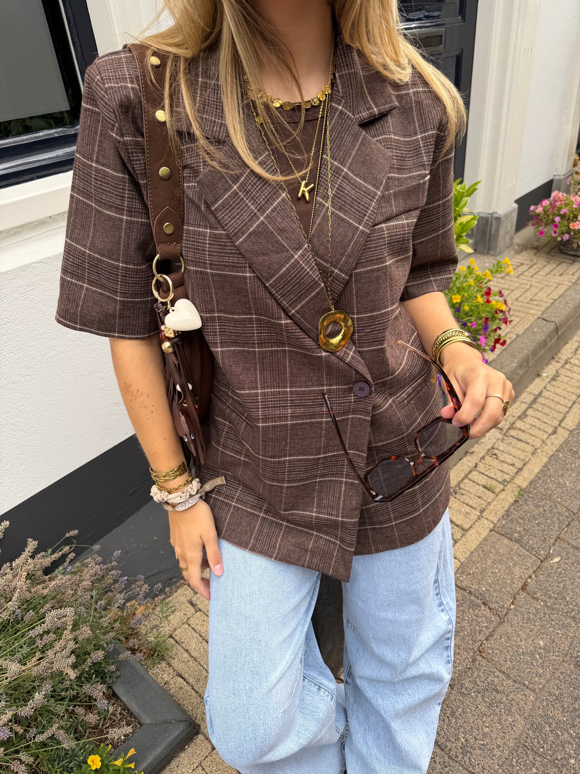 Blazer Levy Check Brown voor dames