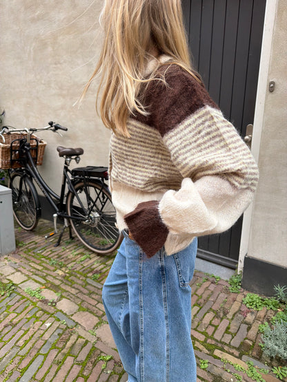 Cardigan Lissa Stripe Brown voor dames